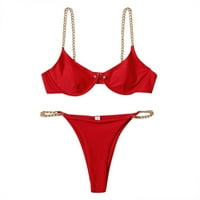 Finelylove Womens Bikini kupaći kostimi lagano obložen sportskim grudnjakom bikini crveni s