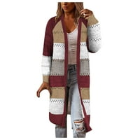 Žene Cardigan Comfy Stigting šivanje džemper s dugim rukavima, Ležeran Dugi kardigan Ležerni kardigan lagana kaput za jesen zima