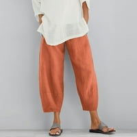 Smihono ženske dame casual solidne elastične pojačane struk široke noge hlače pantalone trendy ljeto jesenski odmor za odmor yoga stručne hlače torozne pantalone narančasto 12