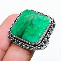 Green Moonstone Gemstone Handmade Sterling srebrni nakit zvona veličine 9.5