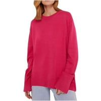 Hoksml Fall džemperi za žene, ženska pulover sa pulover u okruglom košulje u obliku dugih rukava u štednji