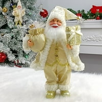 Božićne sjedenje Santa Ručno izrađeni bijeli srebrni kaput Santa Claus figurine lutka s poklon vrećicom