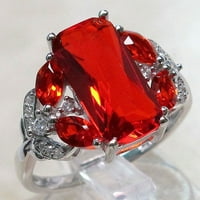 Ženska breza Žene Crveni kvadratni prsten za prsten za prsten za prsten za angažovanje nakita bakar,