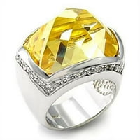Rhodium sterling srebrni prsten sa AAA CRATE CZ, citrin žuta - veličine 5