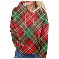 Prevelika kapuljača za žene Slatke dukseve ispisane labave pulover s dugim rukavima s džepnim jesenom