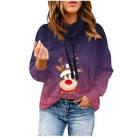 Ženske kapuljače za šrecne dukseve Labavi fit santa grafički džemper s kapuljačom Smiješan Xmas Gifthing majica