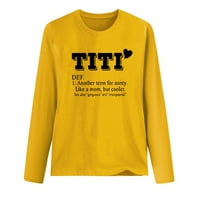 Bluze s dugim rukavima Bluze s majicama Žensko casual rukav pisma Ispis TOP bluza Majica Labavi okrugli vrat dugi žuti XL