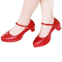 Prednji protivi ženske visoke pete Haljina za gležnjeve cipele Chunky pumpe Party Fashion pumpe cipele Djevojke kopče Mary Jane Red 9