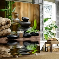 SPA tuš za tuširanje opuštajući sa masažnim kamenim ljubičastom orhidejem i bambusom tkanina od tkanine kupatilo dekor set sa kukom crna