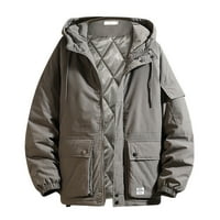 DTIDTPE jakna za sinče Muška i zima Veliki čvrsti boje labavi džep podstavljeni kaput Top muški dugi rukavi zimski kaputi za muškarce