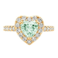 1.75ct srce zeleni simulirani dijamant 18k žuti zlatni godišnjički angažman halo prstena veličine 6