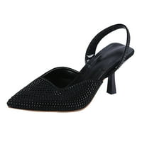 Sehao Fashion ženske prozračne čipke cipele od kristalnih visokih peta casual sandale Ženske sandale crne 40