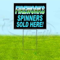 Vatromet Spinners prodato ovdje dvorišni znak, uključuje metalni stup