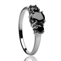 Black Diamond Wedding Ring - Titanium Wedding Ring - Solitaire Wedding Ring - Angažov prsten, 5.25
