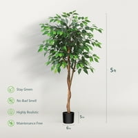 FT visoki umjetni ficus stablo - lažne svilene biljke sa listovima u životu i krunu prirodnog drveta