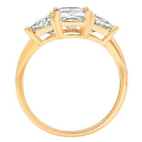 2.57ct Emerald Cut originalni kultivirani dijamant VS1-VS J-K 14K žuto zlato Tro-kamena obećava vjenčana izjava za angažman dizajnerski prsten w kristalno bočno kamenje veličine 7