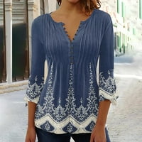 Ležerni vrhovi za žene Ljeto Flowy Henley Cvjetni za ženska košulje za žene Tunic rukava Lood Fit Sakrij blubove na trbuhu za žene Dressy Ležerne seksi metvice zelene l