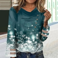 HHEI_K majice s dugim rukavima za žene s majicom za žene za žene Ispis grafički gumb TEES Bluze casual