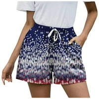 Strungten ženska modna labava casual visokih struka Dan nezavisnosti tiskanih džepova Shorts Hotchurs