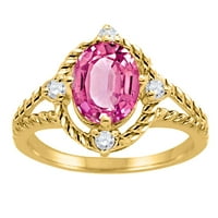 Mauli dragulji za žene 1. karat ružičasti Topaz i dijamantni prsten 4-prong 10k žuto zlato