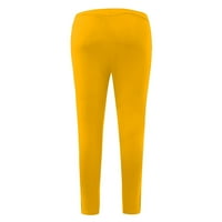 Hlače žene, ženska modna čvrsta boja tiskane casual slim fit elastične hlače žute 2xl