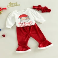Baby Girl outfit novorođenčad novorođenčad dječje djevojke Božićne rub baršunaste hlače za hlače