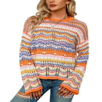 Kelajuan ženski džemper sa slobodnim stilom, raznobojne boje dugih rukava s okruglim ovratnikom