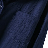 Glookwis žensko dugme dole tunična majica casual ravnica dugih rukava, labavi visokih bluze