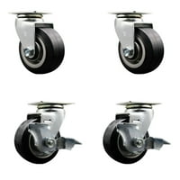 Swivel Top ploča CATERT SET - crna guma na aluminijskom kolu - valjkasti ležaj - 1, lbs. Ukupni kapacitet - uključuje okretne kotače i okretne kotače - servisni kotač