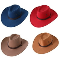 Kaubojski šešir za muškarce Žene kotrljajte široki dim Fedora Cowgirl Hat Fau Flother Hat sa remenom
