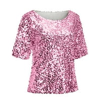 BAOCC Bluze za žene Dressy Ležerne prilike ženske proljeće i ljeto Čvrsta boja Okrugli otvor za spajanje vrata labave ležerne majice majice Majice za žene