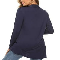 Žene Casual Plit Cardigan kaput Dugi rukav lagan čvrsti čvrsti boje otvoreni prednji džemperi sa džepovima Srednja odjeća