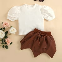 Summer Toddler Djevojka odjeća set kratki rukav čvrsti pleteni vrhovi suknja Dva odjeća set za dječju odjeću
