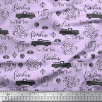 Tkanina sa pamučnom pamučnom pamučnom pamučnom pamučnom pamuku Cartruck & Farmhouse Tekst ispisano tkanino dvorište široko