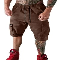 Colisha Muške kratke hlače za crtanje dna elastične struke Ljetne hlače Klasični fit odmor visoki struk mini pantalone smeđe l