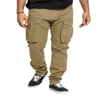 Bikopu muškarci Cargo Casual pantalone sa džepovima Solid Color Labled Crckstring Jogger Tweatpants Pantalone za uličnu odjeću