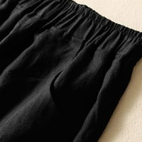 Posteljine Hlače Žene Ljeto Aoujeatresses za pantalone za žene Ležerne prilike Ležerne prilike Elastični džepovi za hlače za hlače Hratke Polukrake hlače Panty haljina od plaže do 65% popusta