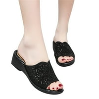 DMQupv dizajnerski papuče za žene sandale šuplje rainestone otvorene ploče ženske nožne meke plišane lagane kuće papuče crna 6.5