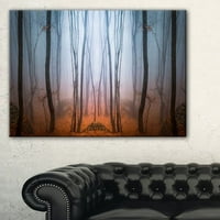 Umjetnost gusta magloviti jesenska šuma - pejzaž fotonamjenski umjetnički otisak - plava u. Široko u.
