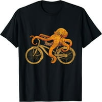 Majica za bicikle od hobotnice majica za muškarce za muškarce Grafiku Casual Crew majice Crni tee