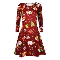Ženska haljina s dugim rukavima Žene Ležerne prilike za božićnu haljinu A-line minidress Print rukav