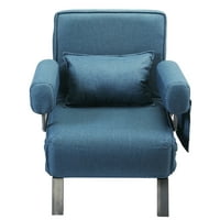 Gecheer stolica Podesiva sklopiva dvonamjenska stolica kauč na razvlačenje sa naslonama za ruke - plava sa jastukom