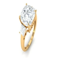 Zaručni prsten mosIsAnite Solitaire za žene - D Color vs jasnoća, 14k žuto zlato, US 4.50