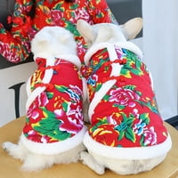 TALUS PET zimski odjeća kineski stil knot-gumb cvjetni uzorak pas novogodišnja odjeća Cat kostim za