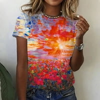Scyoekwg Trendi Havajske majice za žene za žene Ljeto Udobno izrez za posade Osnovni teškies Dressy