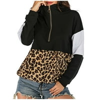 Hoodies za žene dugih rukava ženski leopard print modni dugi rukav kapuljač s kapuljačom labavi džemper fragarn