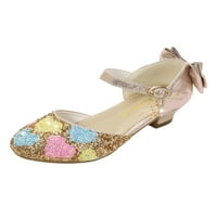 Crocowalk djevojke princeze cipele sjajne sandale za rudene gležnjače Mary Jane Kids haljina cipele vjenčana udobnost Chunky Dance Sandal Gold 2Y