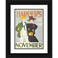 Edward Penfield crni ukrašen uokviren dvostruki matted muzej umjetnosti pod nazivom: Harper's novembar