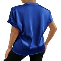 Ženska elegantna košulja sa okruženjem sastojaka kratkih rukava Royal Blue Blues XL