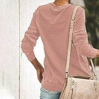 Ženska tiskana okrugla vrata dugih rukava, ležerna majica pulover Pink XXL